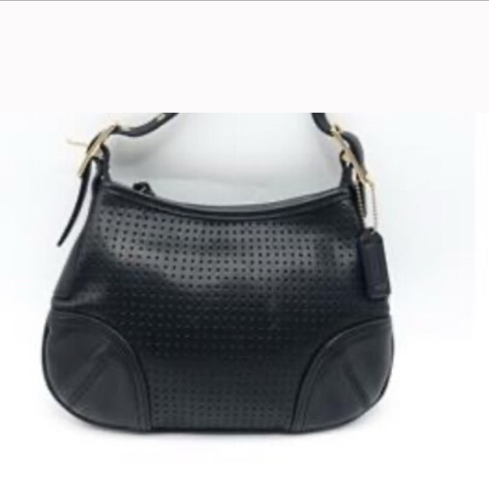Coach Black Mint Hobo Perforated Handbag